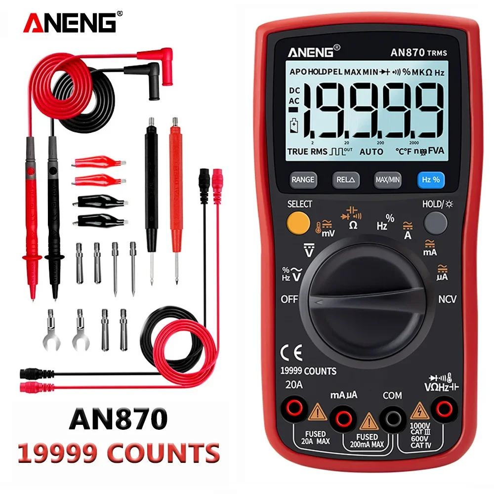 Aneng AN870 19999 Telt Non Contact Multitester True Rms Multimeters Ac/Dc Spanning Stroom Ncv Hd Backlit Scherm Testers gereedschap
