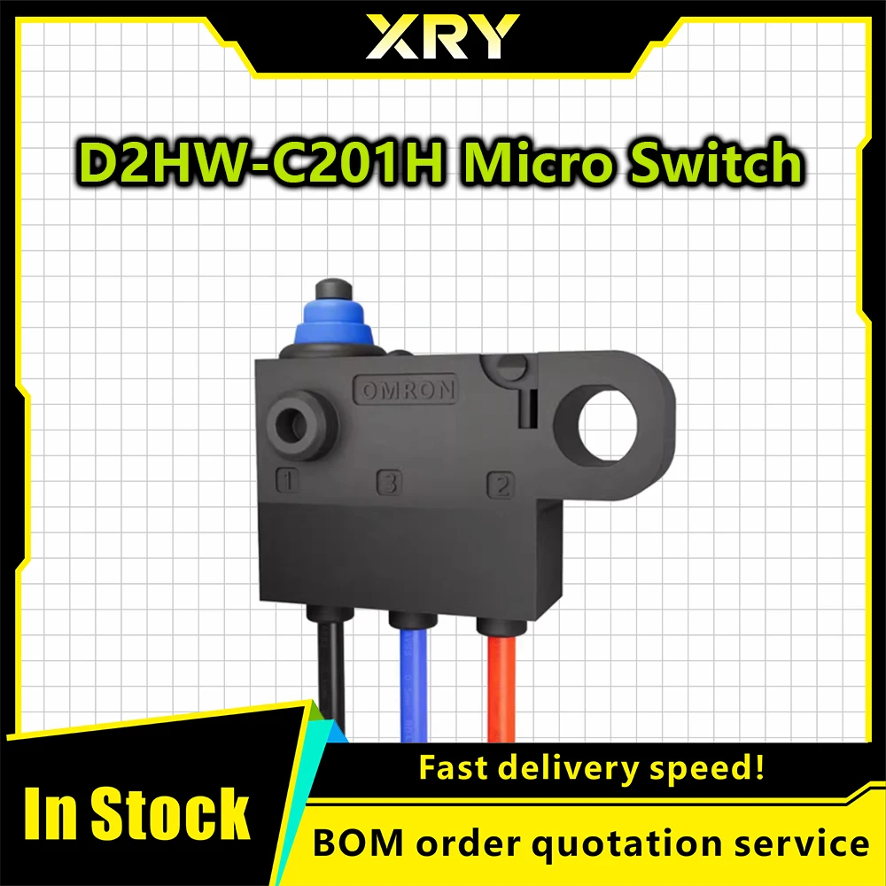XRY 5PCS NEW D2HW-C201H D2HW direct insertion waterproof micro lock switch 3-foot sealed button microswitch