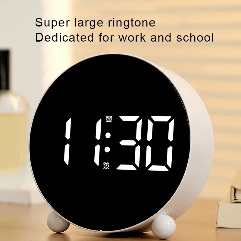 ساعة منبه إلكترونية رقمية كبيرة ذكية على مدار 24 ساعة، ساعات مشي صامتة LED، مجموعتان من أجهزة الإنذار لسطح المكتب للطلاب #3