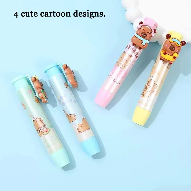 Kawaii 1 pcs Cute Capybara Push-type Eraser The Rubber Eraser Funny School Stationery Supplies 2024 Stationery office & Gifts