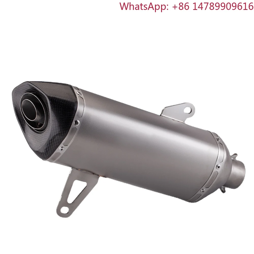76Universal Motorcycle Exhaust System, 51mm Inlet Carbon Fiber Muffler With Mid-Link Pipe And DB Killer For Racing And StreetMo