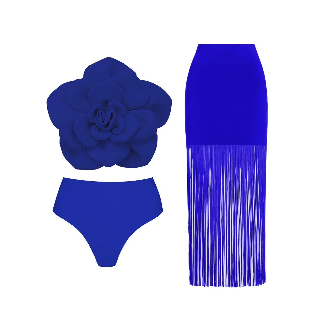 

2025 3Pc High Quality Luxury Woman Swimsuit Flower Ruffle Solid Bathingsuit Push Up Swimwear Off Shoulder Summer Suits Beachwear