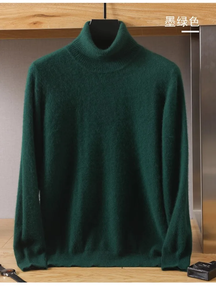 Herren-Pullover aus 100 % reinem Nerz-Samt-Kaschmir mit hohem Revers, gestrickt, für den Winter, neue Oberteile, langärmelige High-End-Pullover – Detail 18