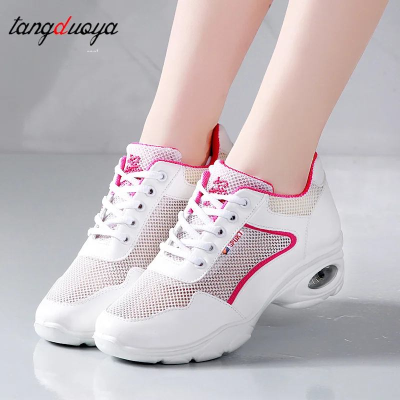 

Женская обувь для джазовых танцев, черно-белые женские полые современные квадратные танцевальные кроссовки, удобная танцевальная обувь для черлидинга