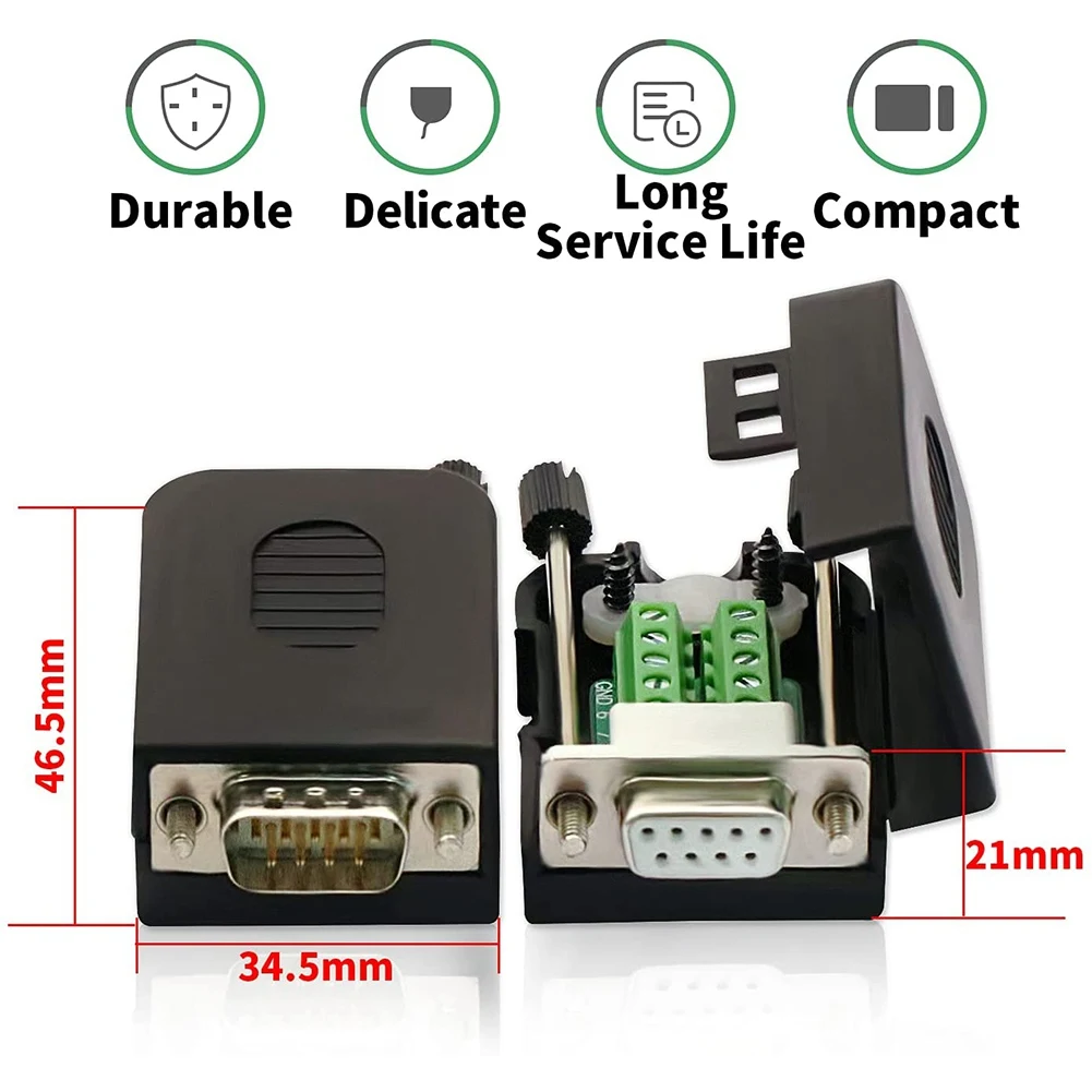 A23F-DB9 Solderless RS232 D-SUB Serial To 9Pin Port Terminal Male Female Adapter Connector Breakout Board (2-Male+2-Female)