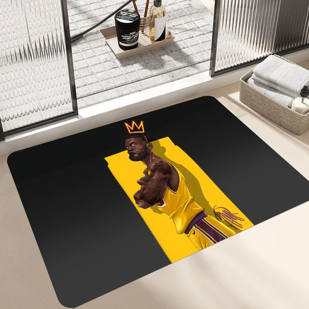 1pc World Famous NBA Player LeBron James. Anti-Slip Kitchen Bedroom Handmade Tufted Rug Carpet Living Room Entrance Rug