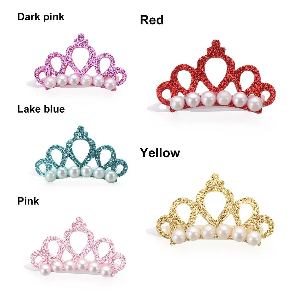 Small Dogs Faux Pearl Crown Shape Bows Hair Clips Bow Cute Head Decoration For Pets Hair Clips Grooming Cat Bow Pet Accessoires