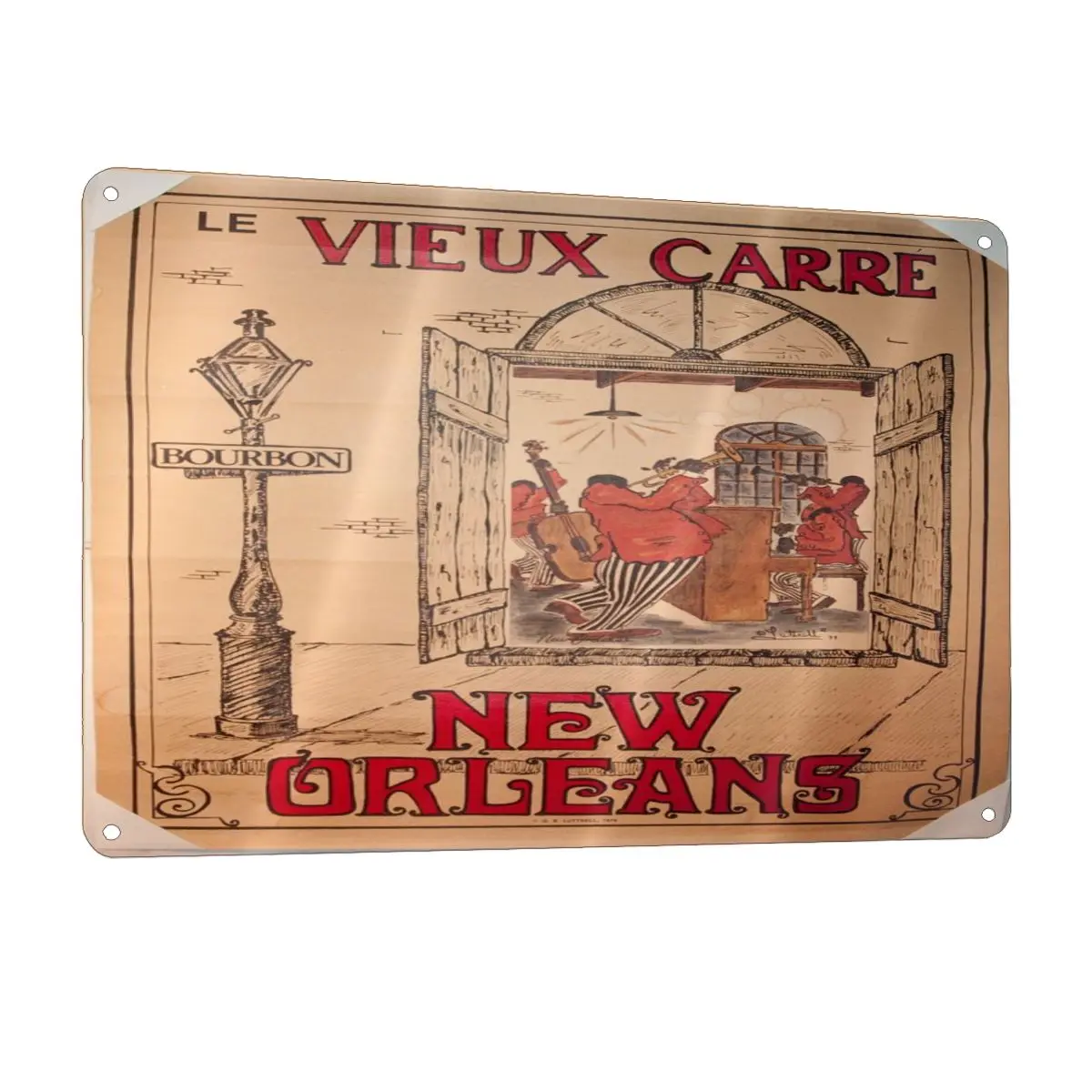 VIEUX CARRE BOURBON NEW ORLEANS Metal Plaque Sign Bar Home Custom Sign Kitchen Decoration