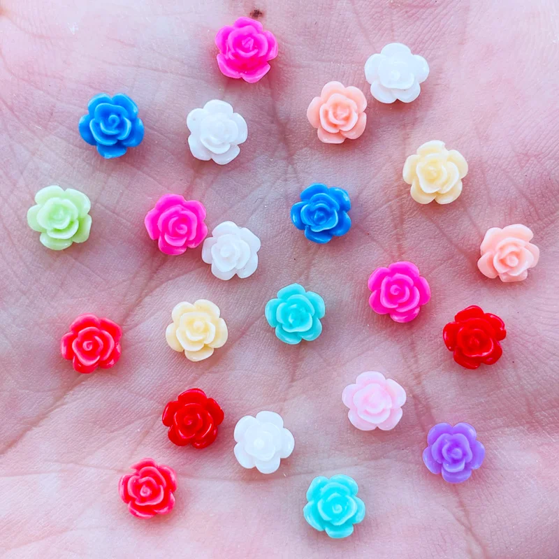 100Pcs  New 5mm Kawaii Cute Mixed Flowers Flat Back Resin Cabochons Scrapbooking DIY Jewelry Craft Decoration Accessorie A41