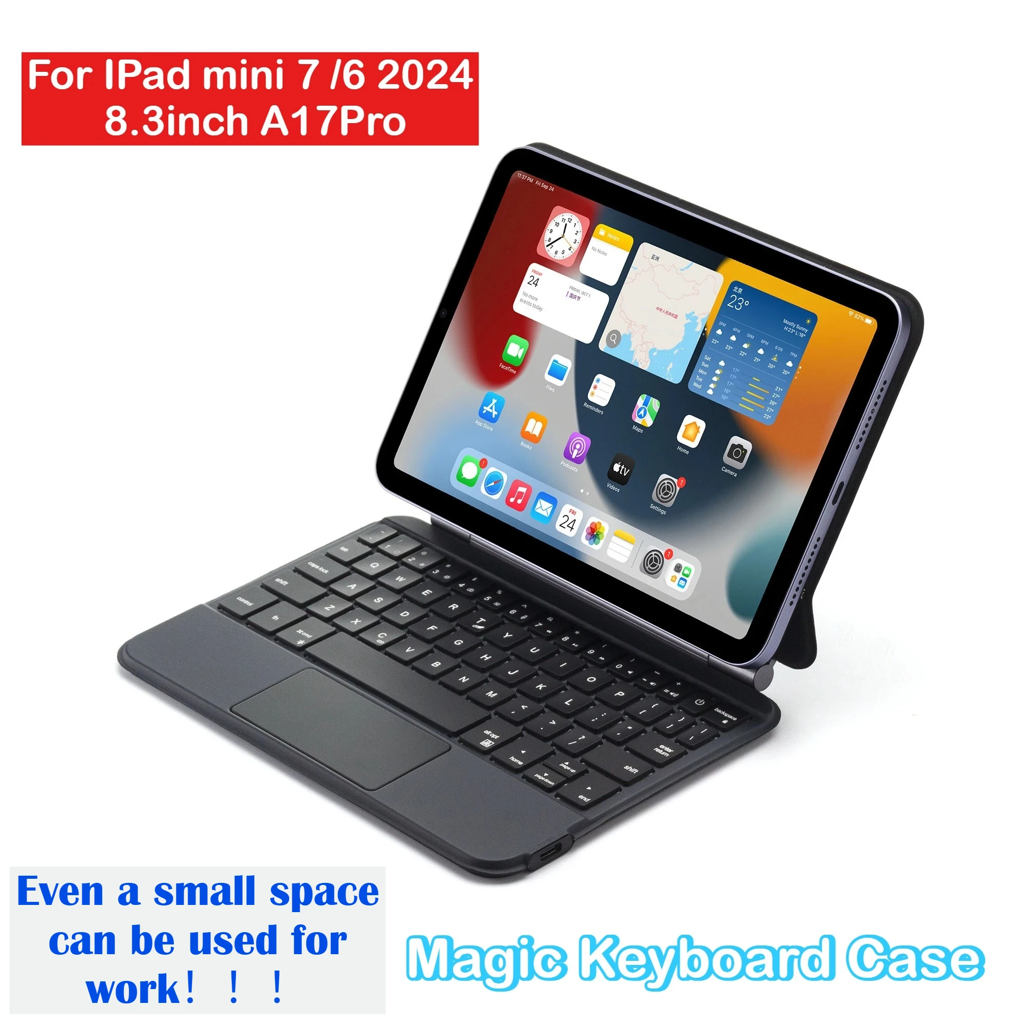

Новый чехол с волшебной клавиатурой для APPLE IPad Mini 7 A17 Pro 2024 Mini 6, 8,3-дюймовый регулируемый чехол-подставка с подсветкой и сенсорной панелью, клавиатура Funda