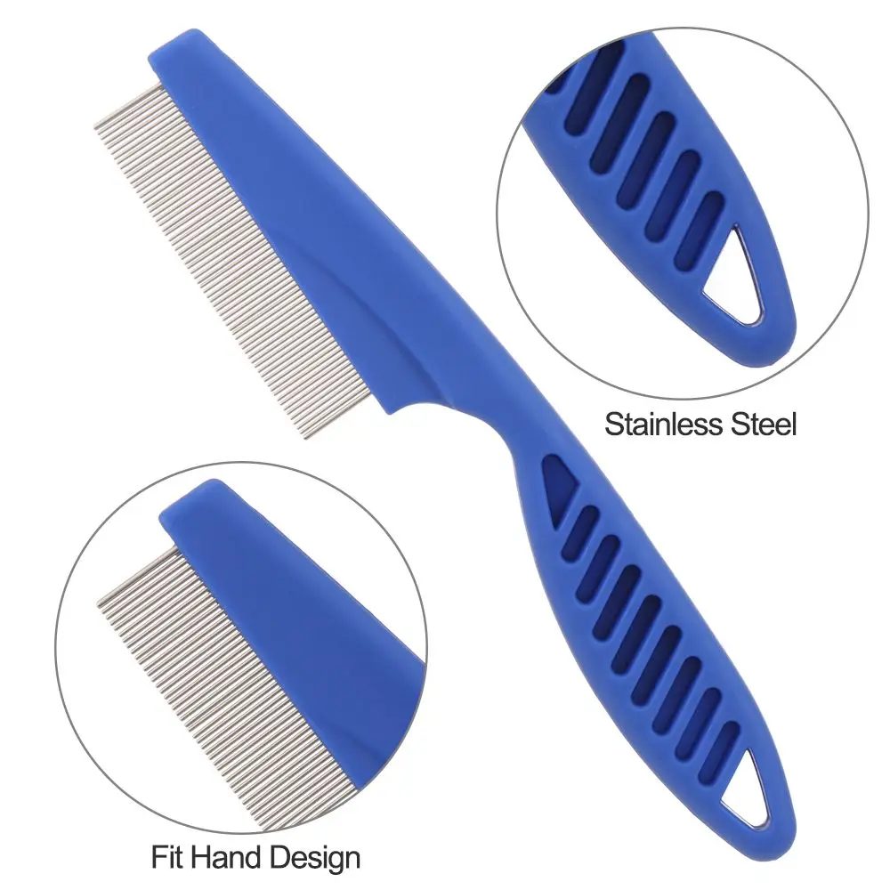 6 Pcs/set Stainless Steel Fine Tooth Tear Stain Remove Grooming Combs Dematting Tool Pet Flea Comb Lice Comb