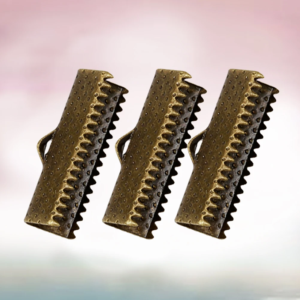 

100 PCS Metal Clamp Textured Crimp End Clamps Zipper Clips Mazi Buckles Cord Ends Plated Ribbon Fastener Clasps