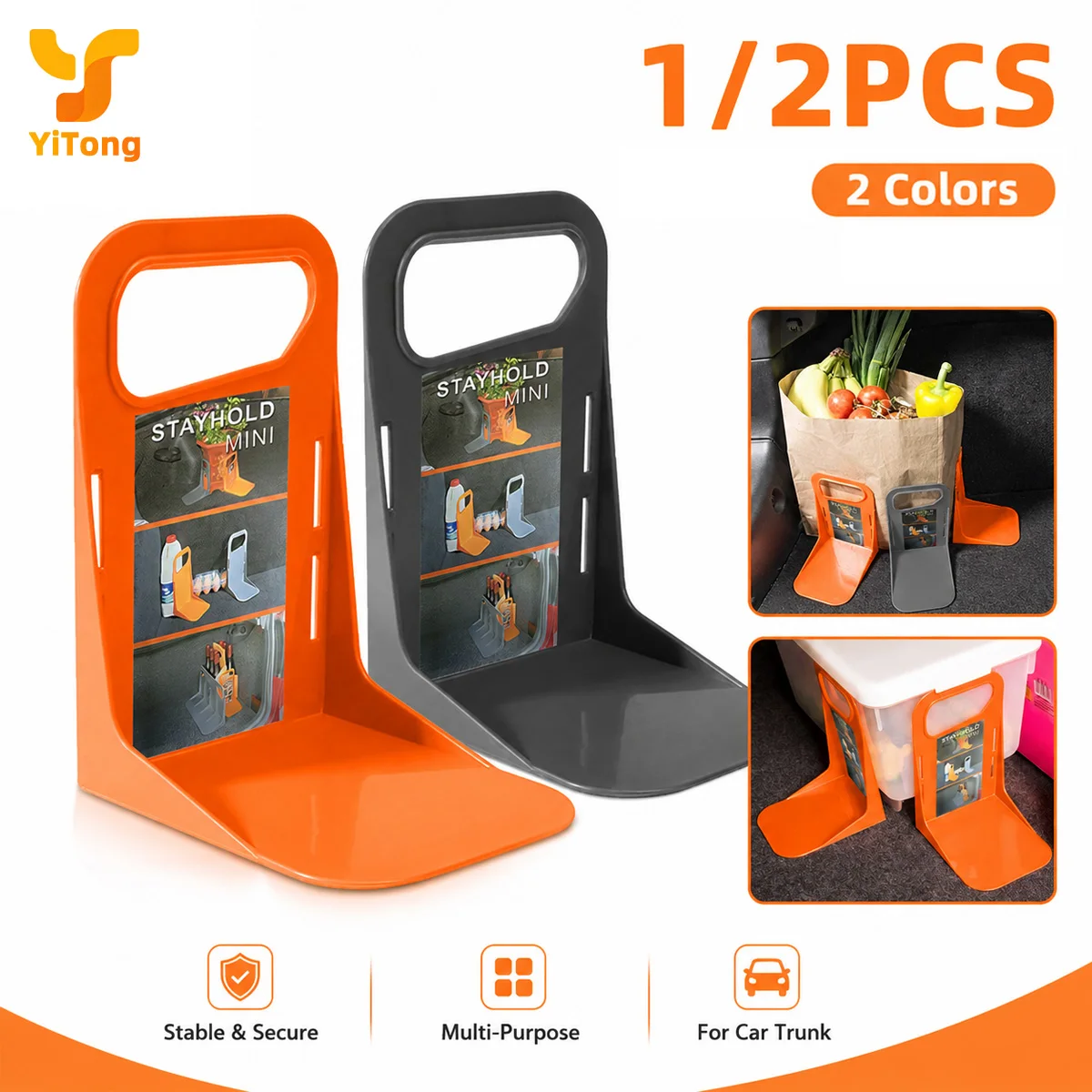 Yitong 1/2PCS Car Trunk Cargo Holder Fixed Rack Baffle Anti Slip Organizer for Groceries Luggage Tools Storage Car SUV Auto Part