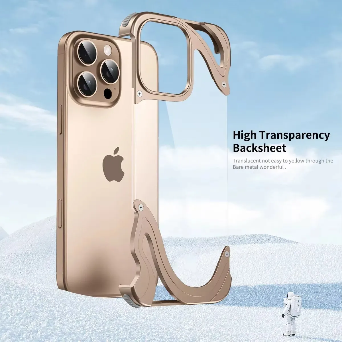 

Metal Phone Case For Iphone 15 16 Pro Max Aluminum Frame Transparent PC Back Panel Cover Dolphin Shape For IPHON 15 16 Promax