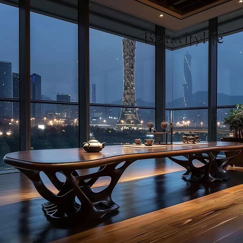 

New Chinese-style Solid Wood Desk Black Walnut Ash Wood High-end Executive Table Hotel Homestay Office X