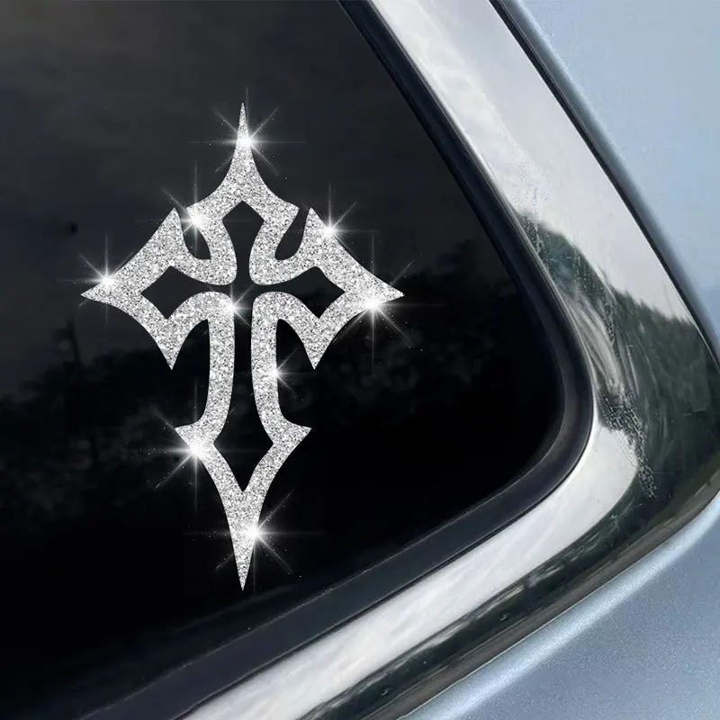 

Colorful Glitter Geometric Totem Car Sticker, Gradient Reflective Waterproof Body Decal