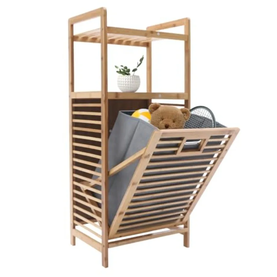 

3-Tier Laundry Basket Organizer, Tilt Out Laundry Hamper with Removable Liner Bags, Laundry Hamper Cabinet Tilt Out Basket, Lau