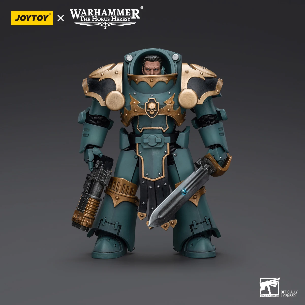 

JOYTOY Warhammer 1/18 Action Figure Sons Of Horus Tartaros Terminator Squad Sergeant With Volkite Charger And Power Sword
