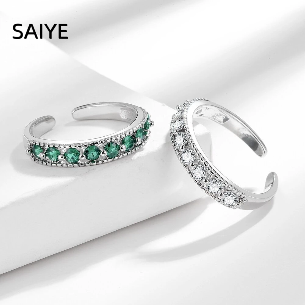 925 Sterling Silver Open Adjustable Ring for Women Retro Milgrain Edge Paved Cubic Zirconia Finger Ring Wedding Jewelry Gift