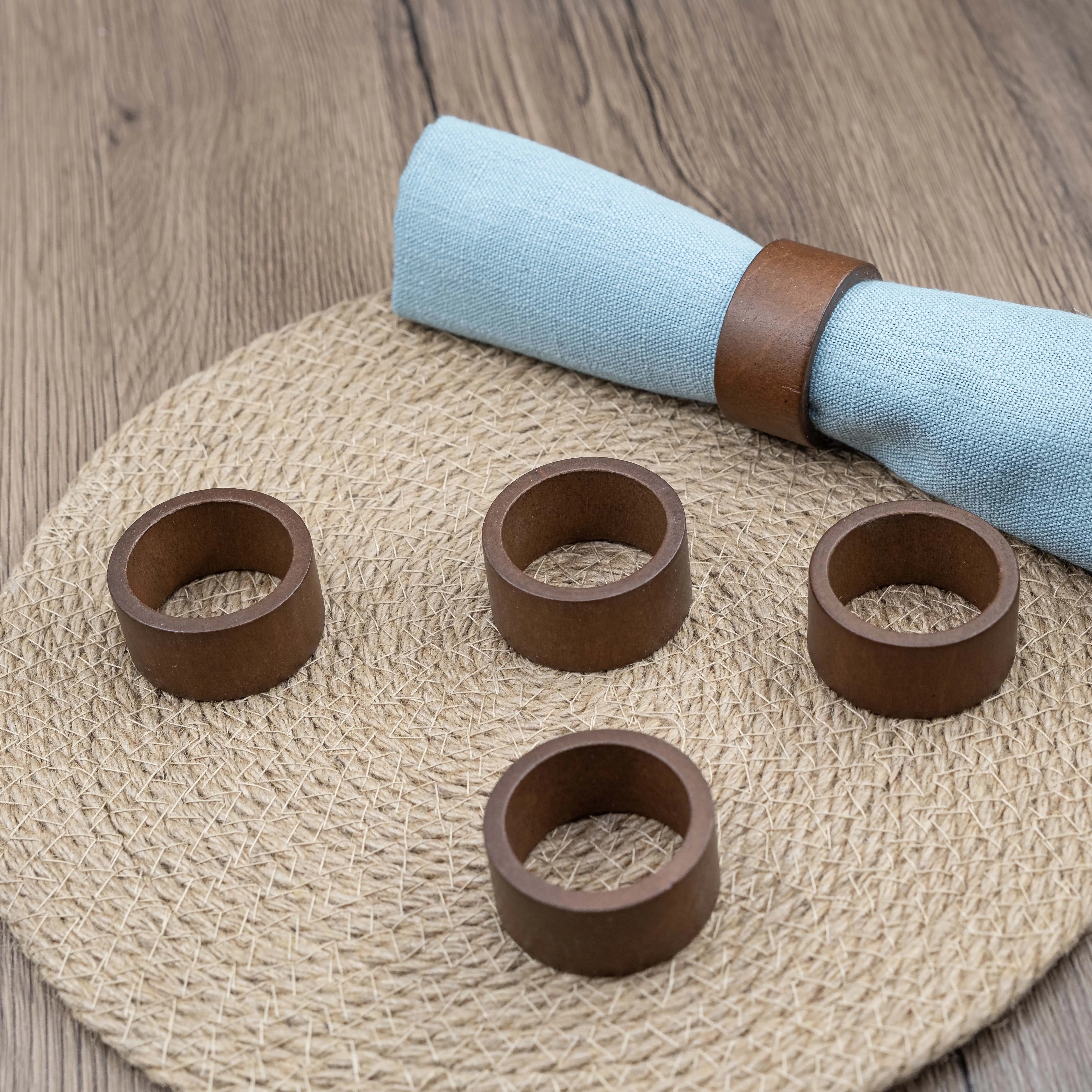 Serviettenringe, 6er-Set, handgefertigter Esstisch aus Akazienholz, Serviettenhalter, klassisch, für jeden Tag, Thanksgiving, Urlaub, Weihnachten, festlich