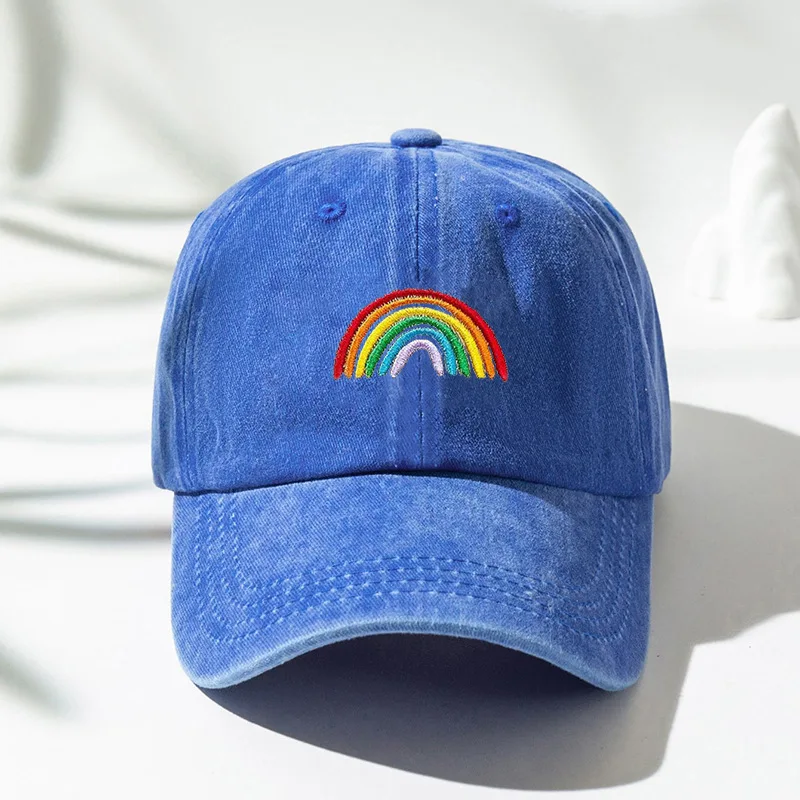 Adjustable Rainbow Embroidered Baseball Cap Suitable for Outdoor Travel and Sun Protection, Suitable for Both Men and Women