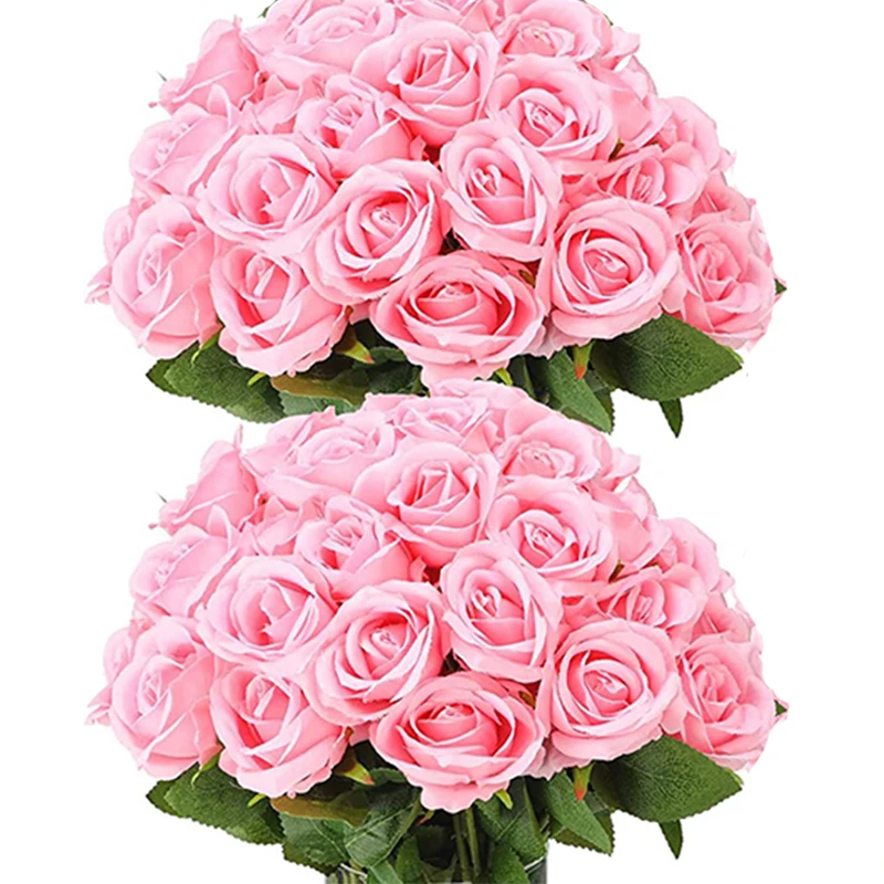 50 Stück künstliche Rosen aus Samt, fühlen sich echt an, künstliche Rosen, Blumen für Valentinstag, DIY, Hochzeitsstrauß, Party, Heimdekoration
