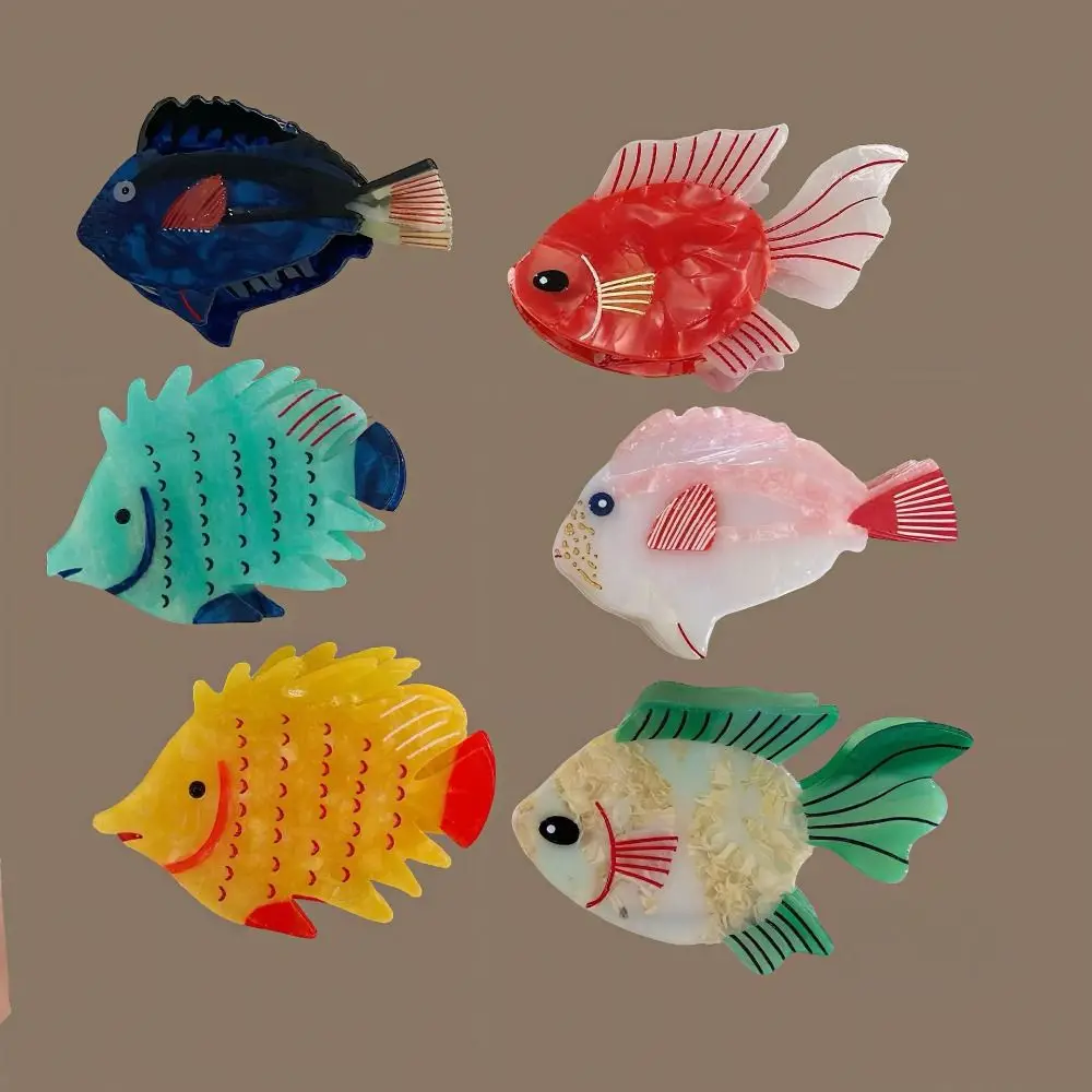 

Заколка для волос в виде золотой рыбки, большая, геометрическая, в морском стиле, корейский стиль, разноцветная, заколка-крабик для волос