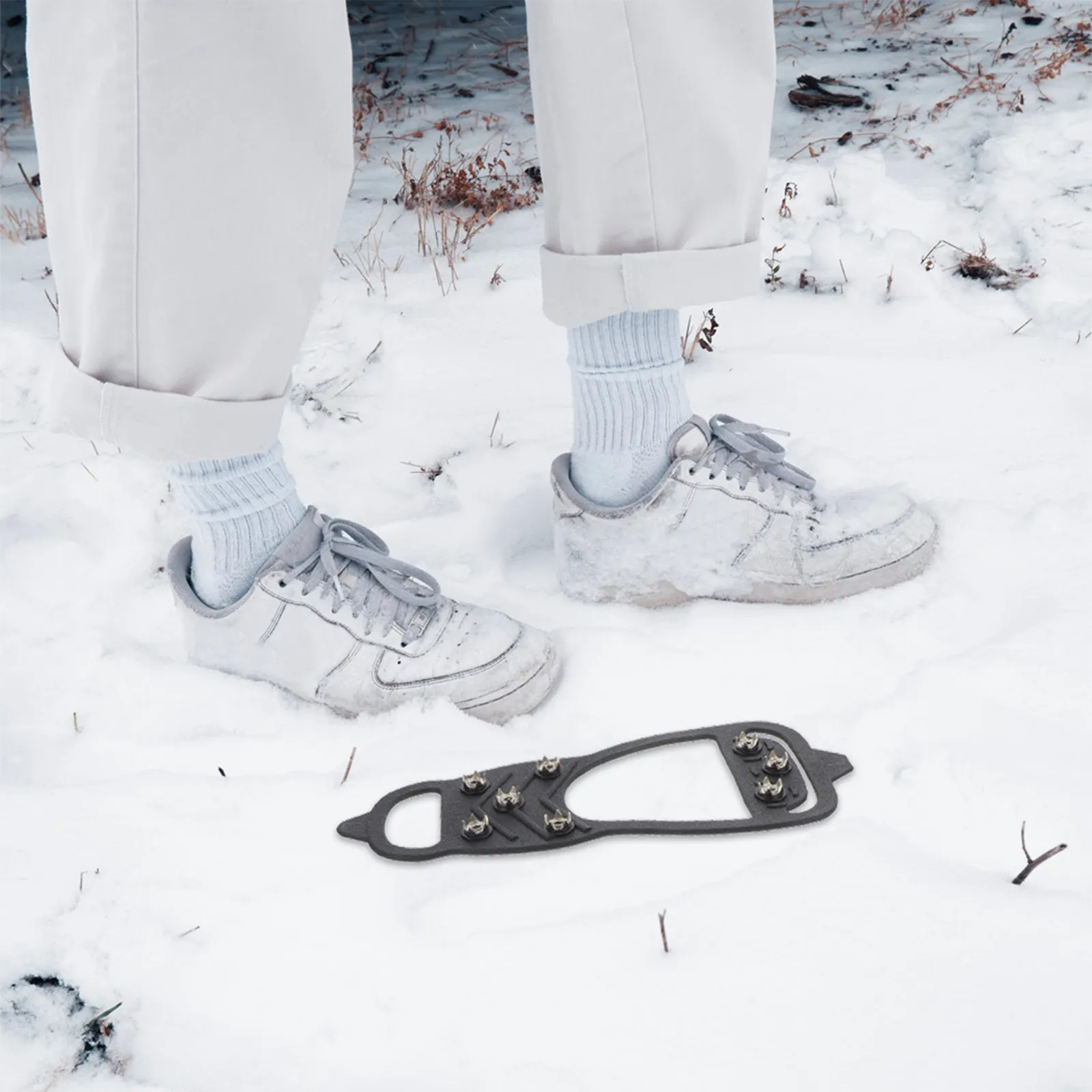 

2 пары прочных противоскользящих накладок на обувь для льда и снега с 8 зубцами, легкие зимние чехлы для обуви для активного отдыха