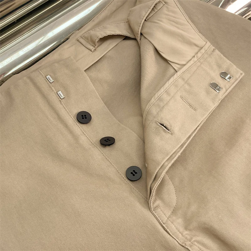 여성용 바지 2025년 가을 신상 로우라이즈 슬림핏 스트레이트 팬츠 고품질 순면 카고 팬츠 비대칭 바지