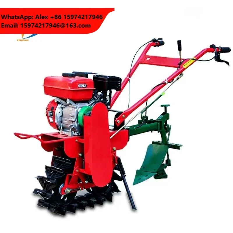 Crawler Chain Track Micro Tiller Multi-Functional Cultivator With Hoe Flip Plow & Ditching Plow For Farming