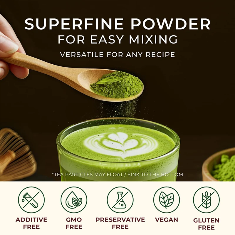 Matcha Powder, Natural Energy Booster & Mental Focus Enhancer | First Harvest Alpine Green Tea for Calmness, Metabolism & Detox - view 5