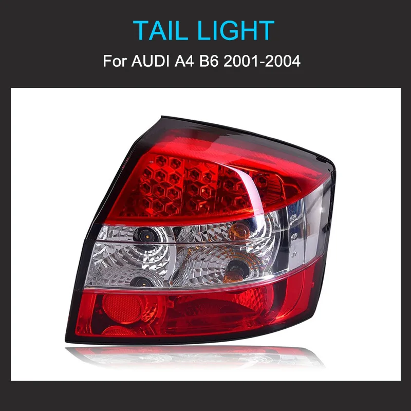 1 Pair Tail Light Assembly for AUDI A4 B6 2001 2002 2003 2004 Taillight Plug and Play Running Turning Brake Rear Tail lights