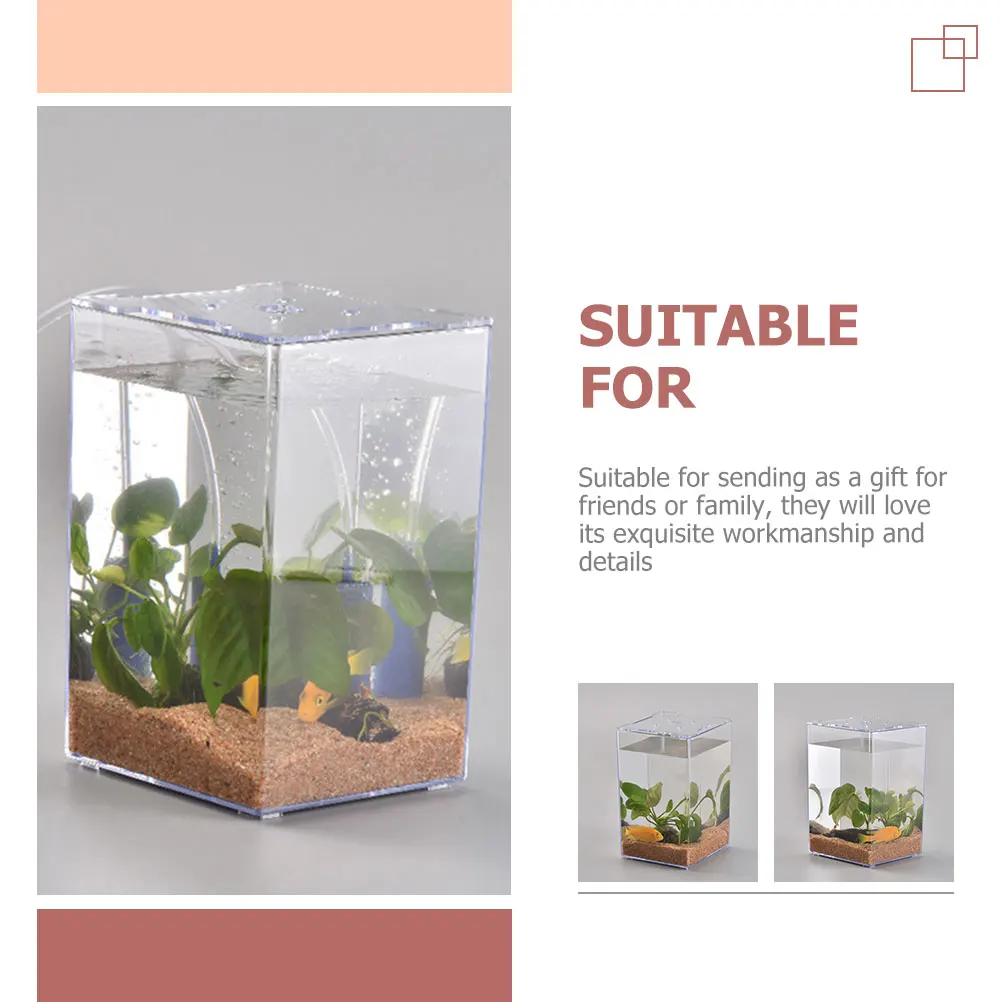 

Thai Betta Fish Tank Mini Acrylic Desktop Aquarium Small Tank for Home Party Store Plant Vase Container Durable Stylish Pet