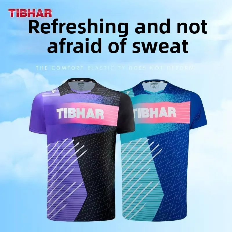 TIBHAR straight table tennis jersey short sleeved men's and women's competition jersey new summer breathable training jersey set