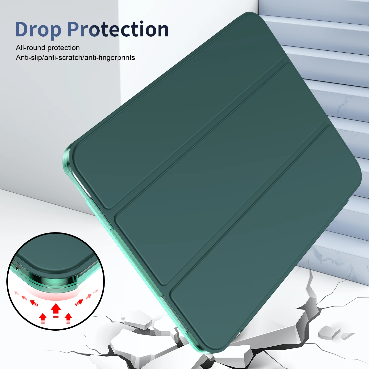 아이패드(A16) 11세대 슬림 스탠드 보호 커버 (하드 PC 반투명 케이스 포함) 아이패드 10 9 8 7 6 에어 3 4 5 프로 11 M4 호환