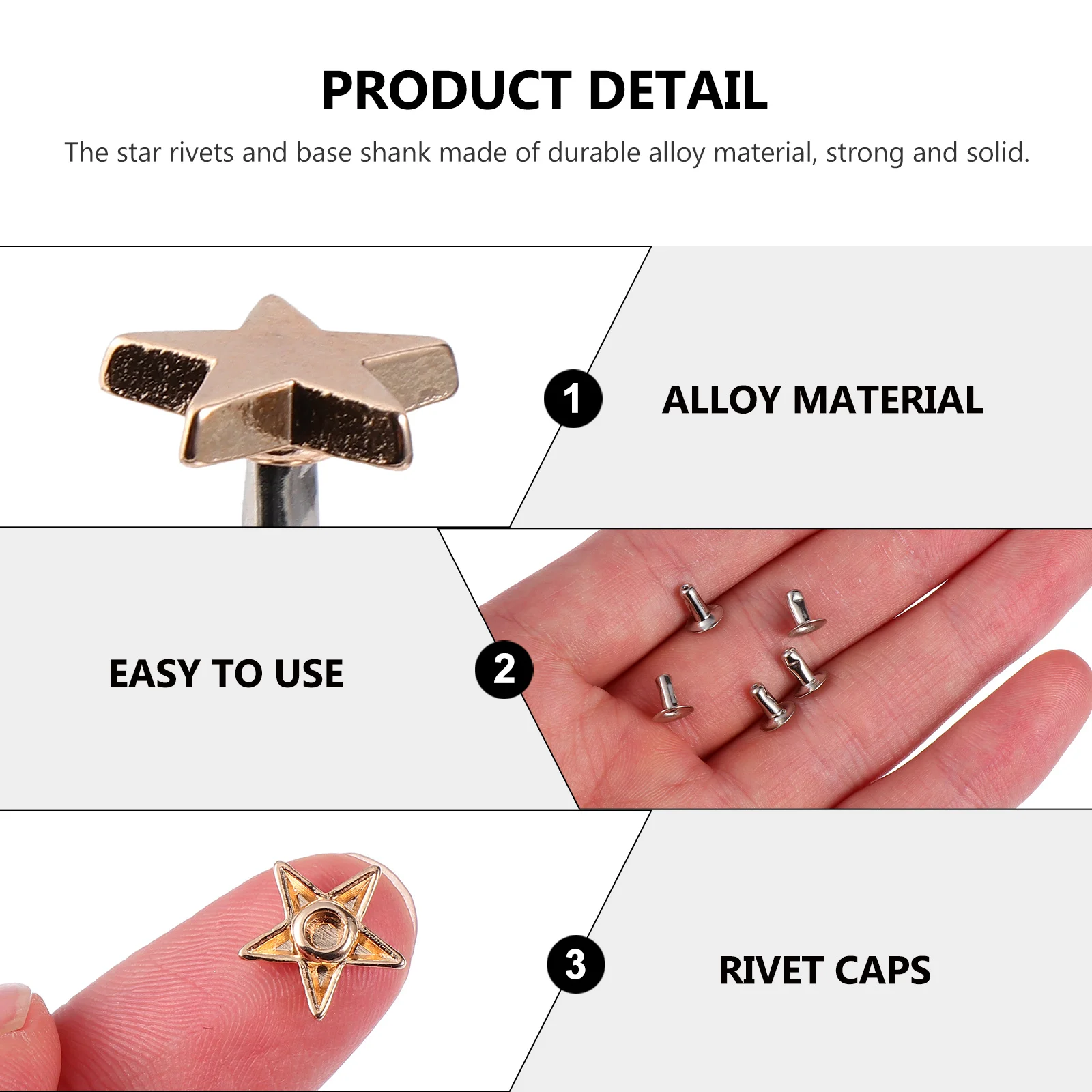 

100pcs 12Mm Flat Star Rivets Alloy Punk Studs Wear Resistant Clothing Decoration Diy Accessories For Garment Bags Shoes Crafts
