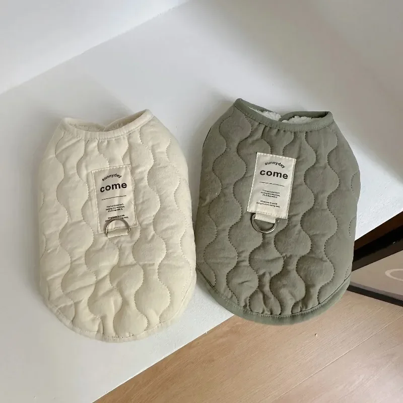 

Puppy Clothes Warm Pet Cotton Coat Winter Thickened Dog Clothing Ripple Top Can Be Pulled Sleeveless Vest Designer Dog Clothes