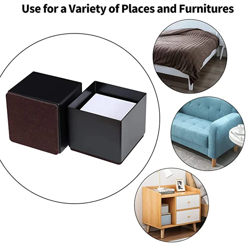 2/4PCS Bed Furniture Risers Elevation in Heights Heavy Duty Risers for Sofa Couch Desk Table Black Round Saquare Floor Protector