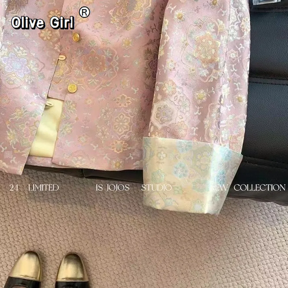 سترة جاكار معطف الملابس النسائية 2026 ربيع خمر الصينية الساتان الجاكار مزاجه الأعلى