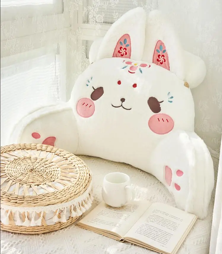 New Cartoon Rabbit Embroidery Pillow Back Cushion with Arm Support Bed Reading Rest Waist Chair Car Seat Sofa 등쿠션