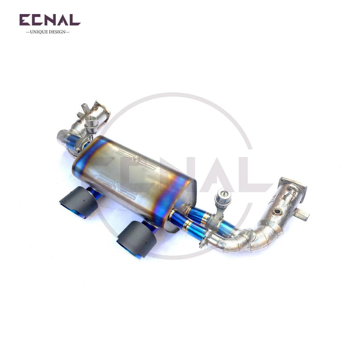 Ecnal Exhaust Full System Sport Titanium Alloy Valved Axle-back Pipe & SS304 Downpipe for Porsche 911 991.2 3.0T 2016-2018