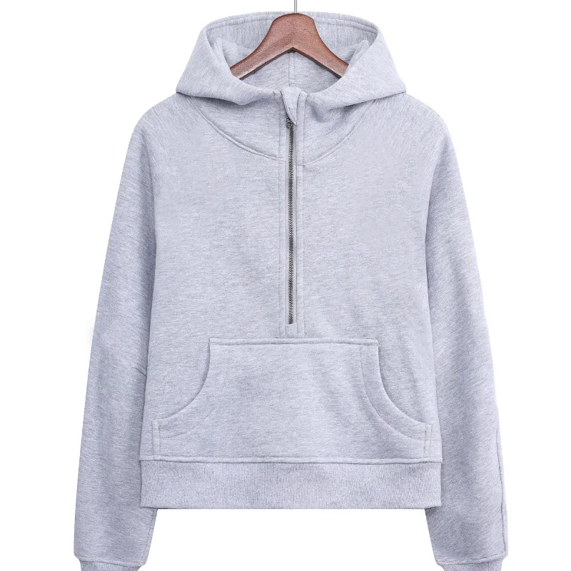 Women's Half Zipper Pullover Fleece Hoodie Sweatshirts 2024 Fitness New Arrivals