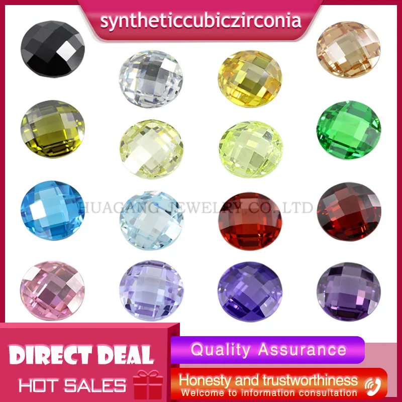 

Wholesale Colored 3mm-8mm Round Double Checkerboard Cut Cubic Zirconia Bulk White Garnet Pink CZ Synthetic Gemstones