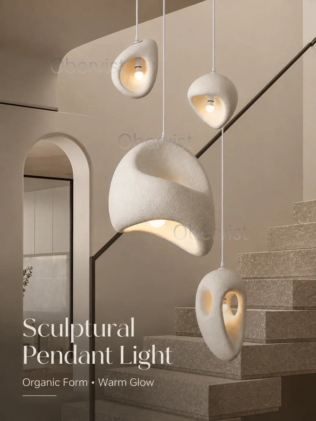 Japanese Inspired Resin Pendant Light for Living Room Dining Room Hotel Homestay, Minimalist Artistic Hanging Ceiling Lamp