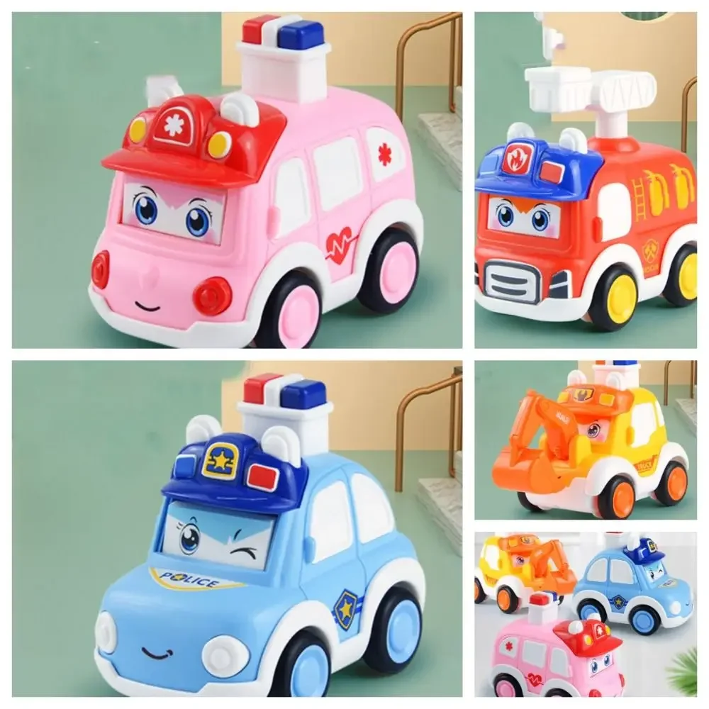 Imprensa de plástico e ir brinquedo carro da polícia, veículo interessante caminhão de bombeiros, Wind-up carros brinquedos, puxar para trás, empurrar e ir carros, Home Decor