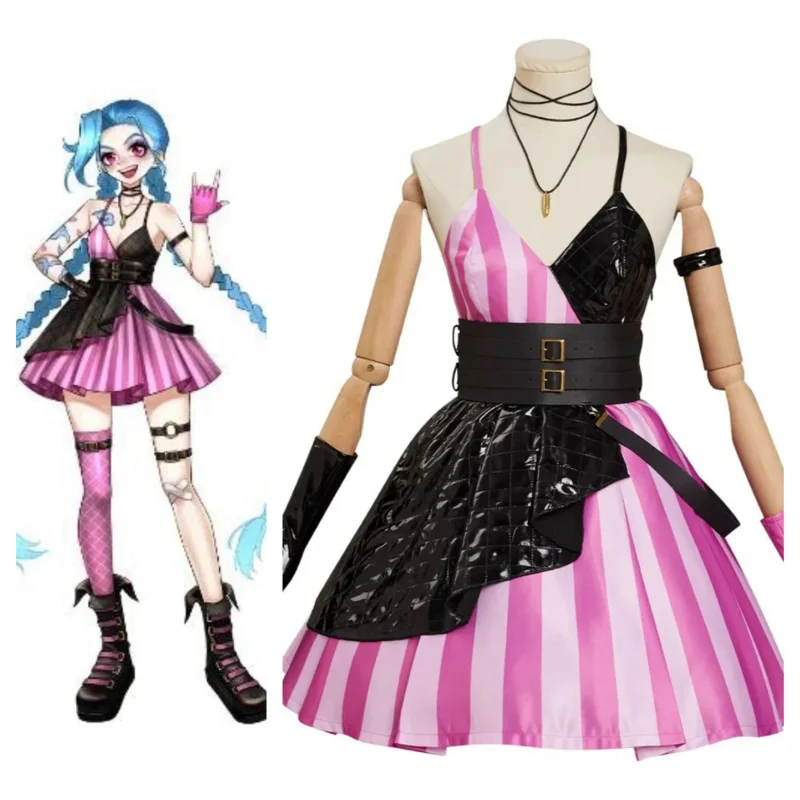 Lol jinx cosplay costume Goth Lolita Dress outfits Halloween carnival suit