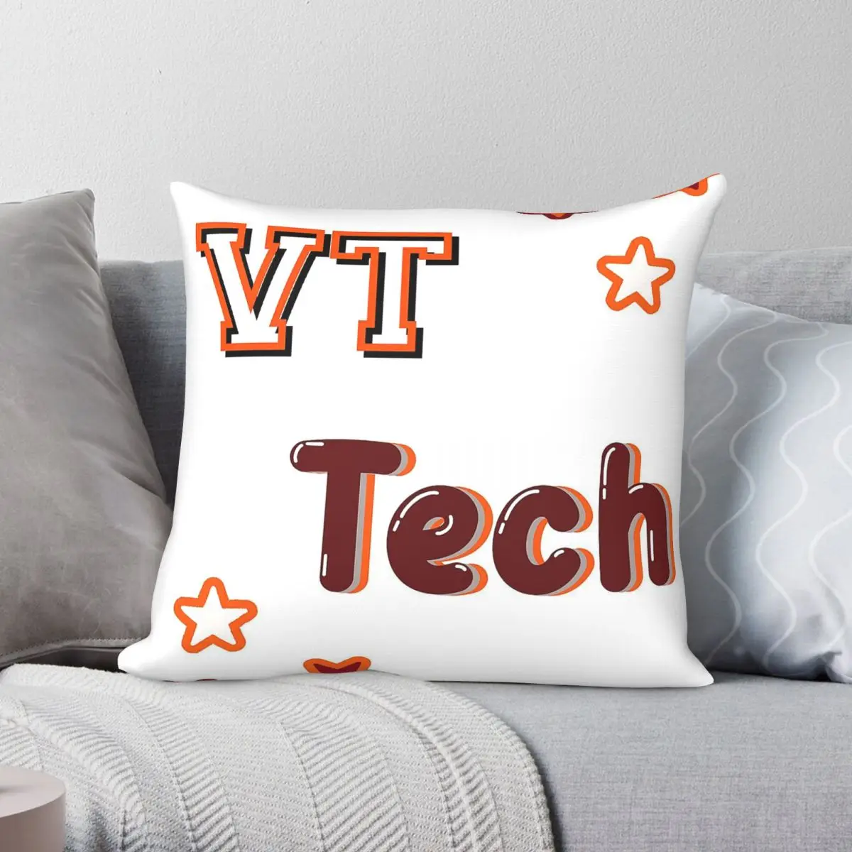 Virginia Tech Pack Square Pillowcase Polyester Linen Velvet Printed Zip Decor Pillow Case Home Cushion Cover