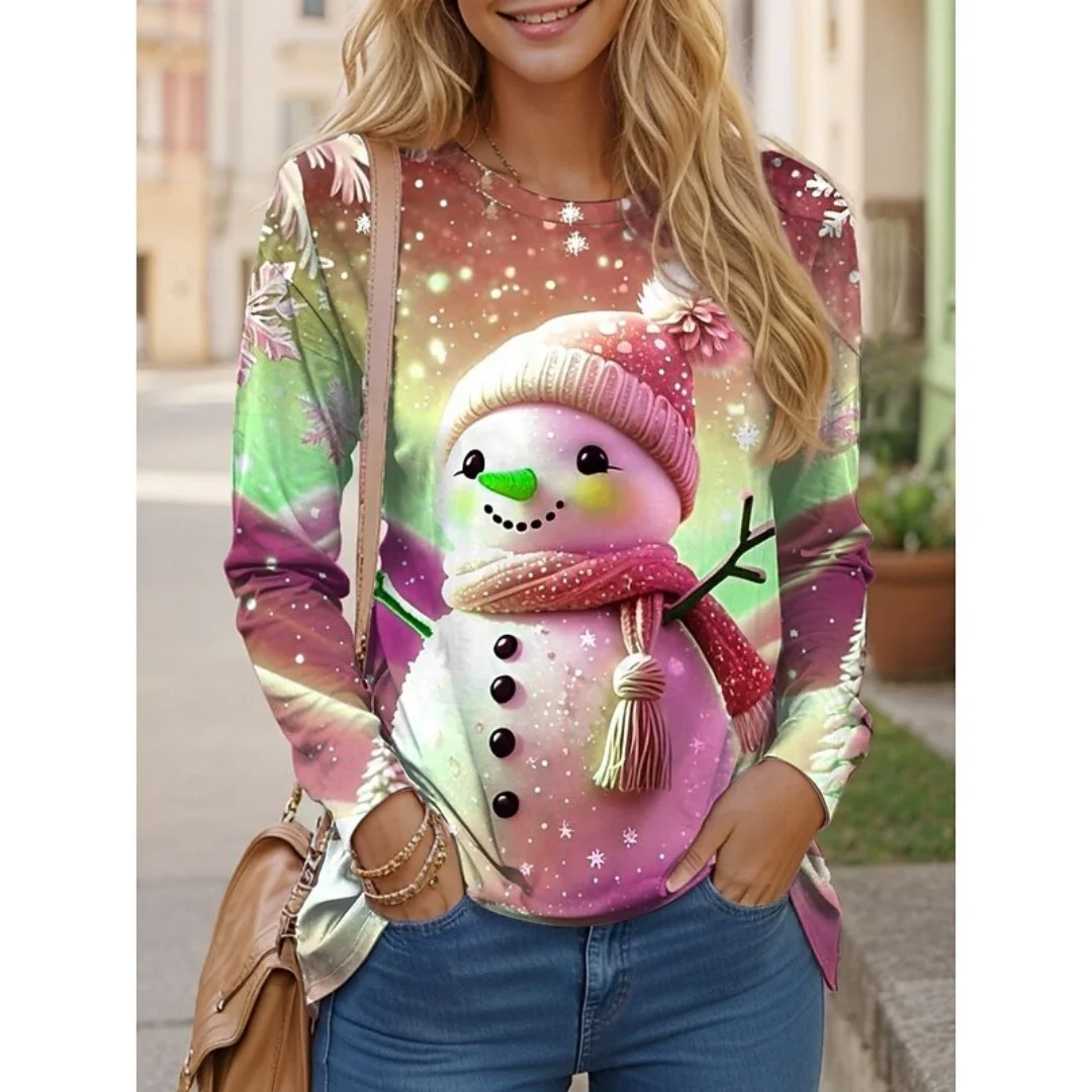 

Christmas Women's Long Sleeve Pullover T-shirt Fashion Casual Christmas Cute Holiday Gifts Tops Harajuku Animal Women's Clothing