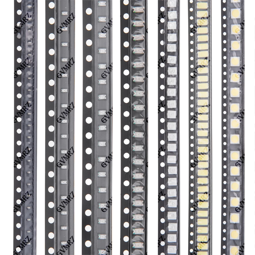 SMD 0603 0805 LED Chip Bulk Assortment 1206 5050 Multiple Colors High Quantity for PCB DIY Electronics White/Red/Yellow/ Blue