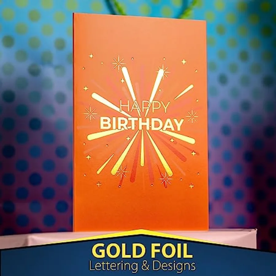 24 Pack Unique Gold Foil Birthday Cards with Envelopes and Stickers 4x6 Inches Blank Happy Birthday Cards Assortment in Bulk fo